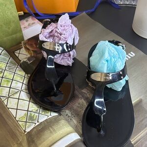 Rubber Black Sandals with Silver Details